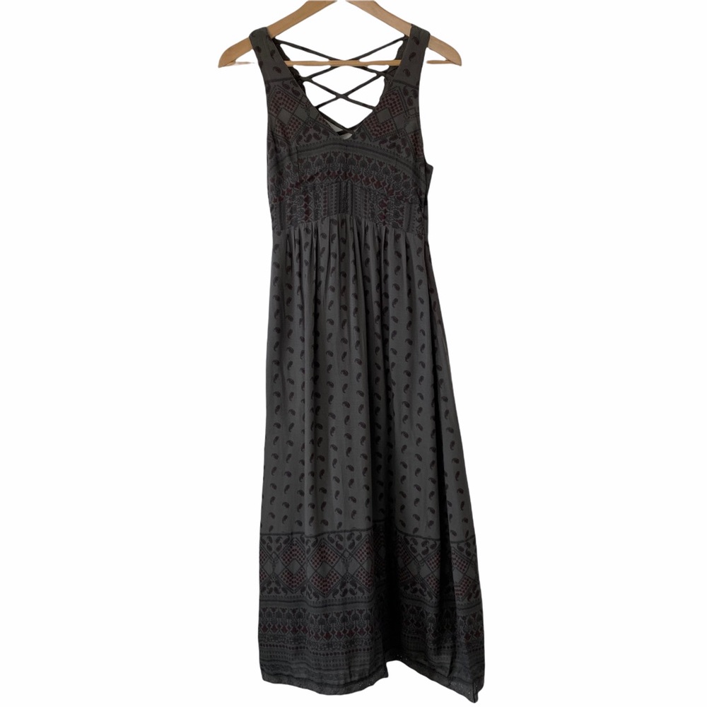 Review Women’s Dress Long Back Strap Paisley Size XS Shadow Color Lace, pockets